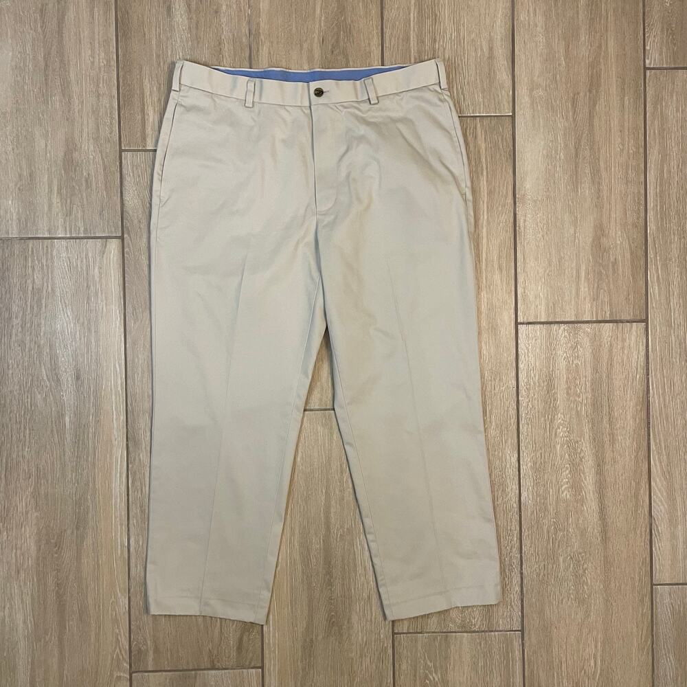 Brooks Brothers Clark Fit Chino Pants Mens 37x26 Khaki Cotton Casual Hemmed